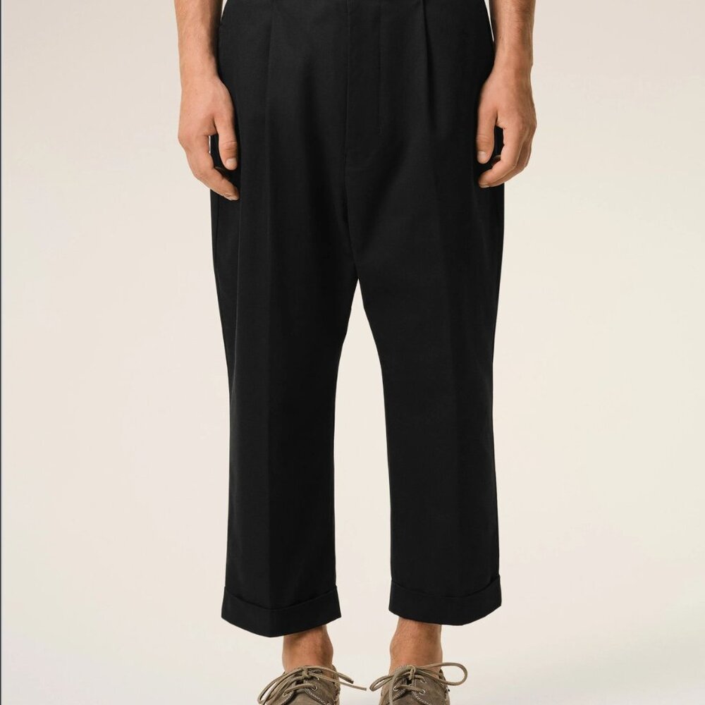 AMI Paris Alexandr Mattiusi Black Cotton Gabardine Carrot Oversized Fit Trousers - Picture 2 of 4